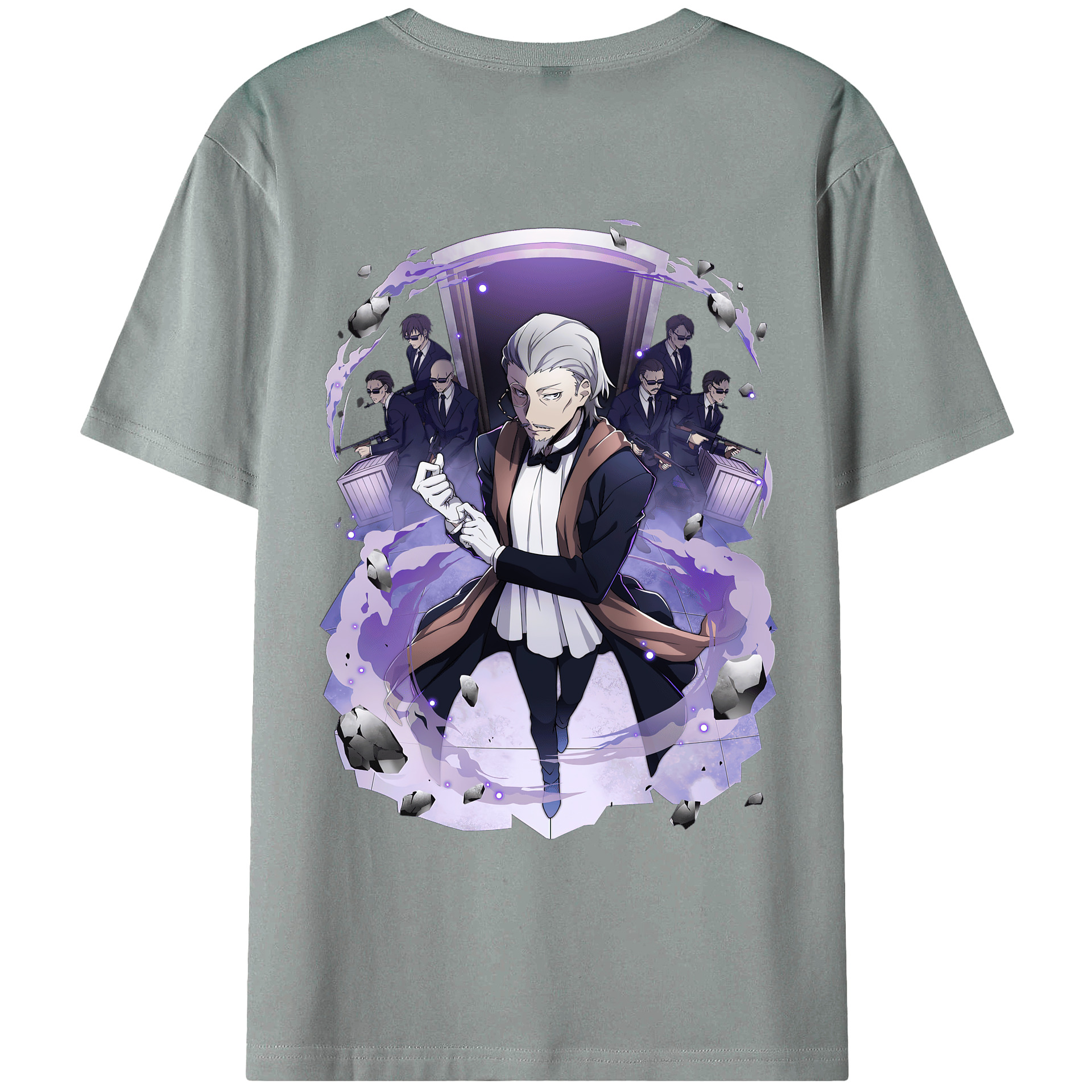 （画像用） 文豪ストレイドッグス Bungo Stray Dogs 綿100％ メンズ半袖Tシャツ（バックプリント） 通気性